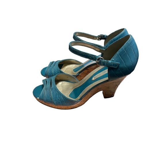 Bandolino Open Toe Wedge Platform Sandal Size 9M Turquoise - Picture 1 of 9